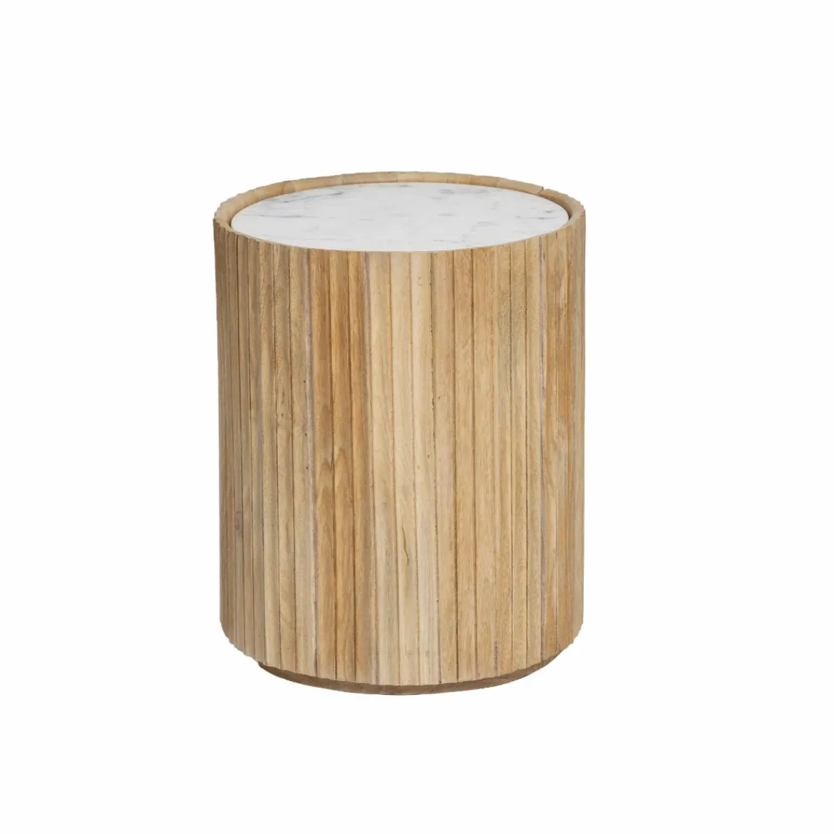 Made in Meubles Bout de canapé en bois de manguier et marbre Moana