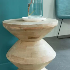 Made in Meubles Bout de canapé en bois de manguier Horace