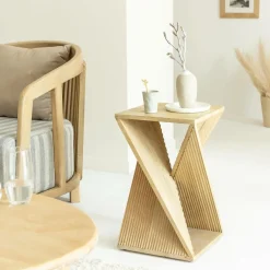 Made in Meubles Bout de canapé en bois de manguier Amara
