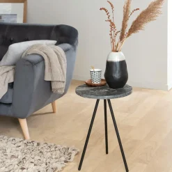 Made in Meubles Bout de canapé en marbre gris Eva