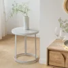 Made in Meubles Bout de canapé en métal blanc Gwen