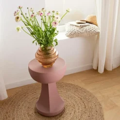 Made in Meubles Bout de canapé rose Marguerite