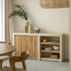 Made in Meubles Buffet 2 portes avec étagères en bois effet béton et bois recyclé Dalva