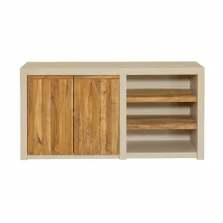 Made in Meubles Buffet 2 portes avec étagères en bois effet béton et bois recyclé Dalva