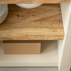 Made in Meubles Buffet 2 portes avec étagères en bois effet béton et bois recyclé Dalva