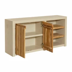 Made in Meubles Buffet 2 portes avec étagères en bois effet béton et bois recyclé Dalva