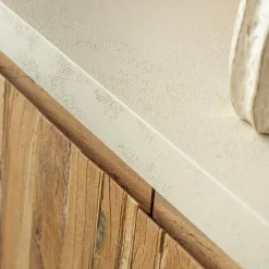Made in Meubles Buffet 2 portes avec étagères en bois effet béton et bois recyclé Dalva