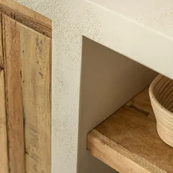 Made in Meubles Buffet 2 portes avec étagères en bois effet béton et bois recyclé Dalva