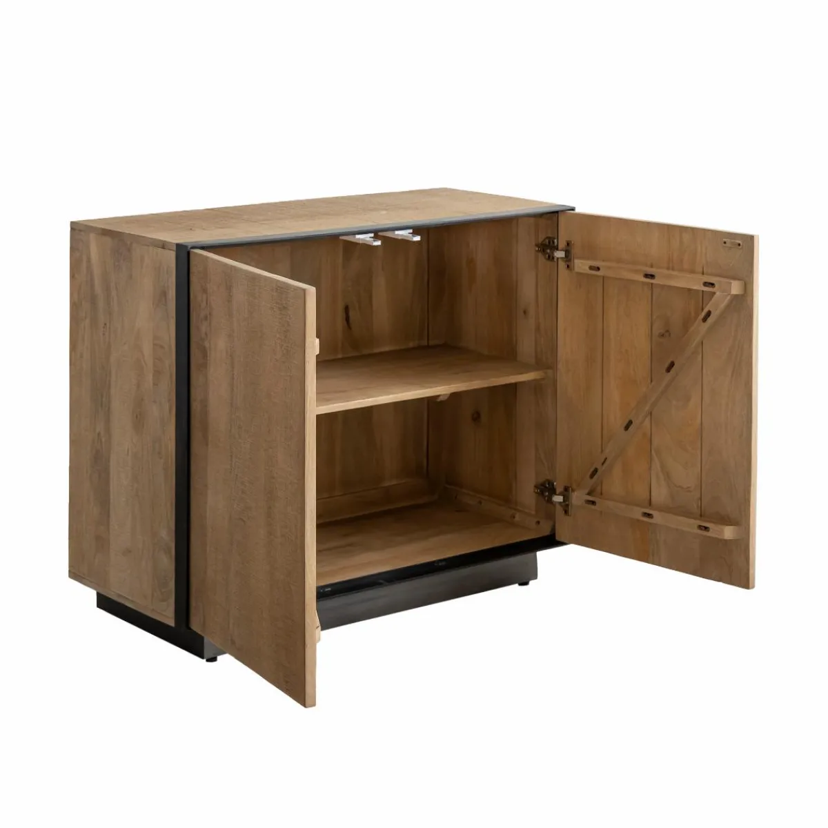Made in Meubles Buffet 2 portes en bois de manguier et métal Isil