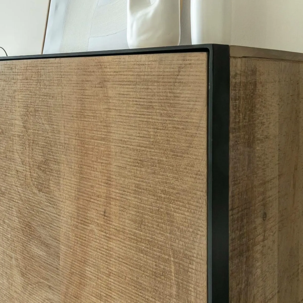 Made in Meubles Buffet 2 portes en bois de manguier et métal Isil