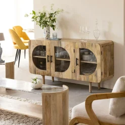 Made in Meubles Buffet 3 portes en bois de manguier Nova