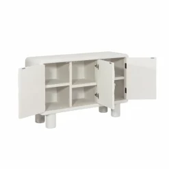 Made in Meubles Buffet 3 portes en bois effet béton blanc Danaé