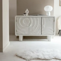 Made in Meubles Buffet 3 portes en bois effet béton blanc Danaé