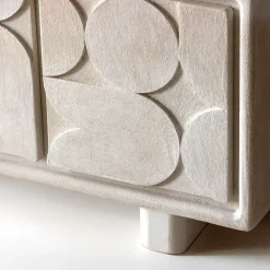 Made in Meubles Buffet 3 portes en bois effet béton blanc Danaé