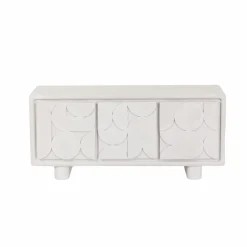 Made in Meubles Buffet 3 portes en bois effet béton blanc Danaé