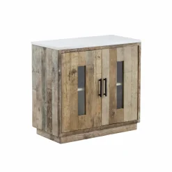 Made in Meubles Buffet 2 portes en bois recyclé et marbre Damian