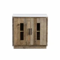 Made in Meubles Buffet 2 portes en bois recyclé et marbre Damian