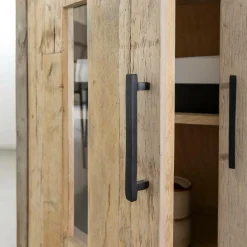 Made in Meubles Buffet 2 portes en bois recyclé et marbre Damian