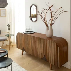 Made in Meubles Buffet arrondi en bois de manguier Lise