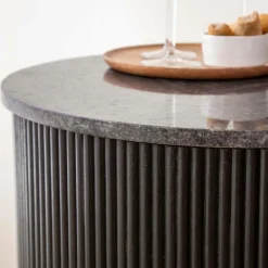 Made in Meubles Buffet bar en bois de manguier et marbre Isaac