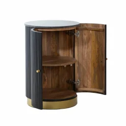 Made in Meubles Buffet bar en bois de manguier et marbre Isaac