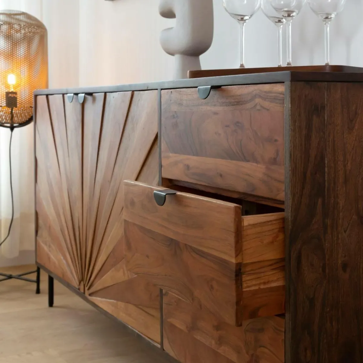 Made in Meubles Buffet en bois d'acacia Elvira