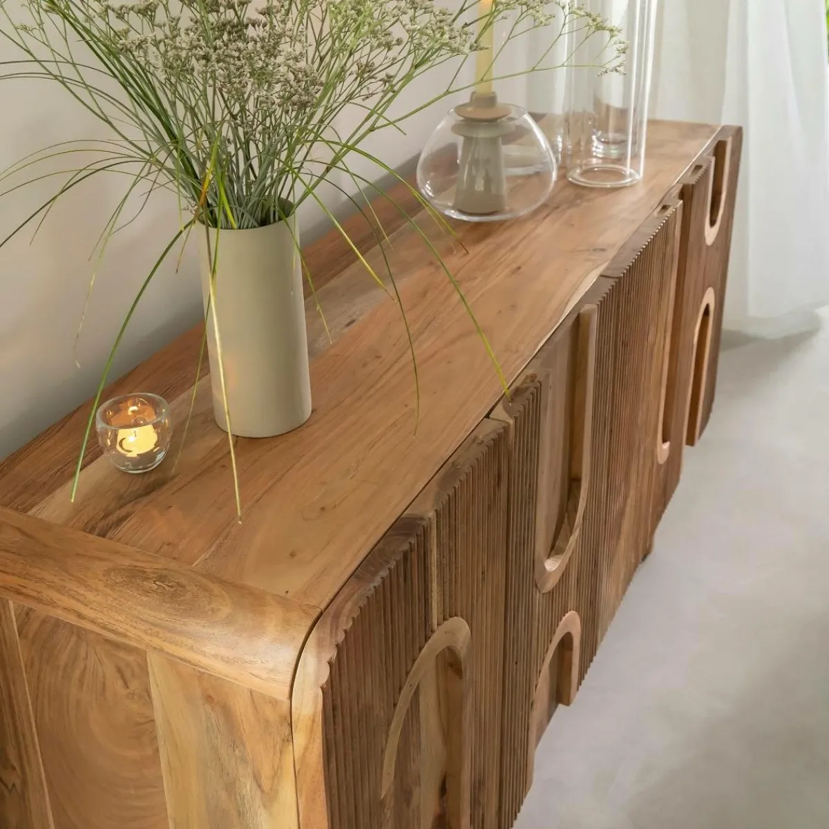 Made in Meubles Buffet en bois d'acacia foncé Tilio