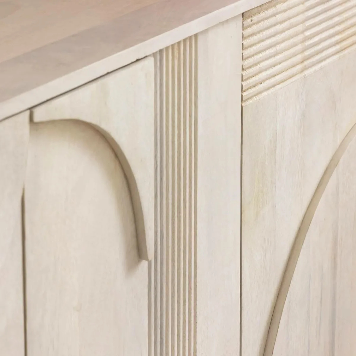 Made in Meubles Buffet en bois de manguier blanchi Miliam