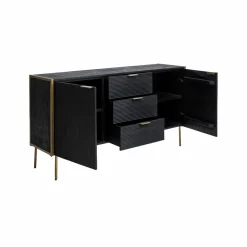 Made in Meubles Buffet en bois de manguier et métal doré Ange