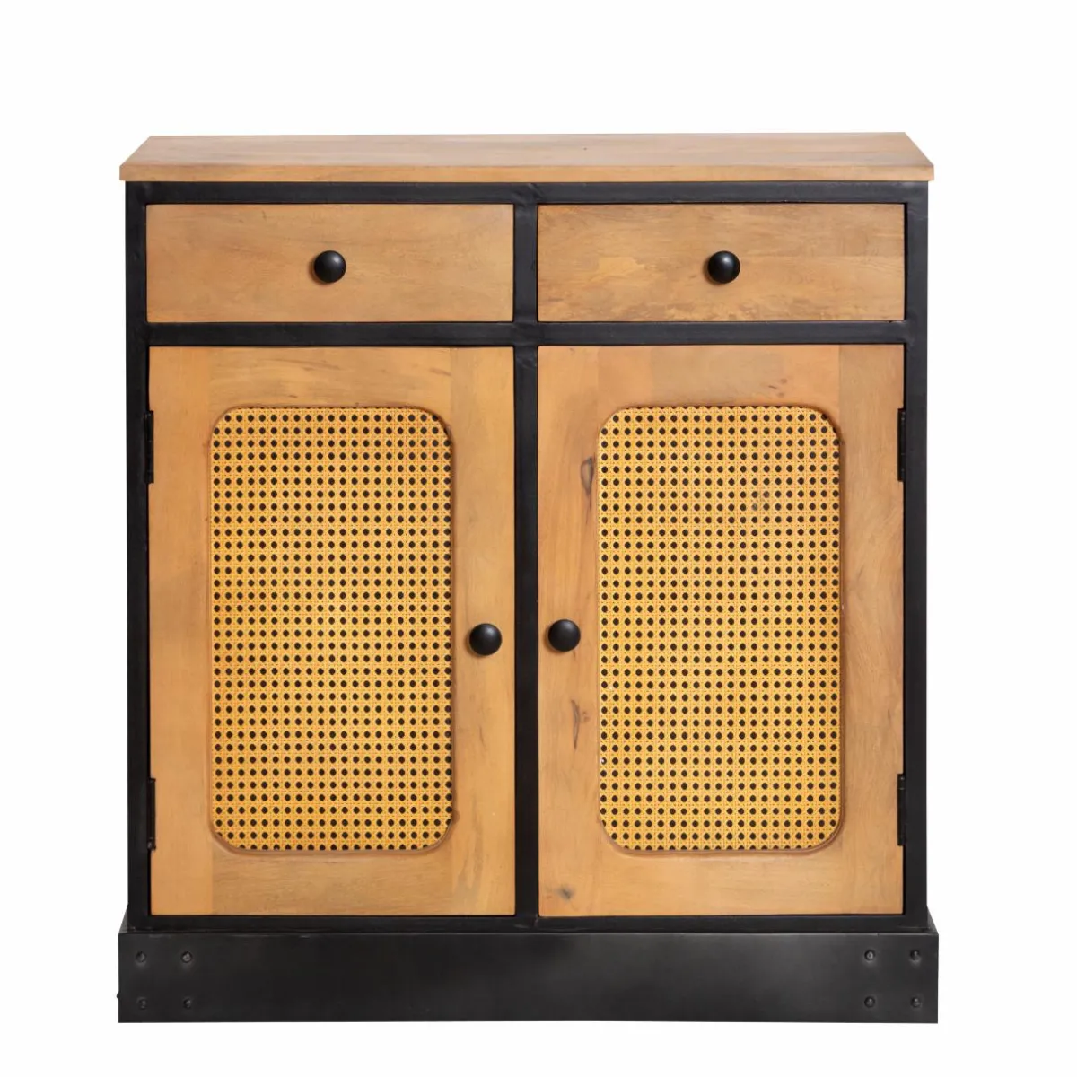 Made in Meubles Buffet en bois de manguier et cannage Ezra