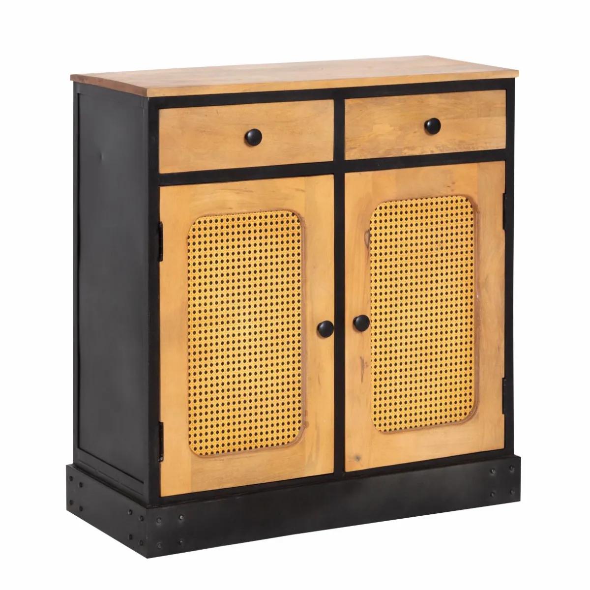 Made in Meubles Buffet en bois de manguier et cannage Ezra