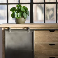 Made in Meubles Buffet en bois de manguier brossé et métal gris foncé Helsinki