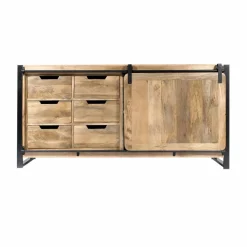 Made in Meubles Buffet en bois de manguier avec porte coulissante New-York