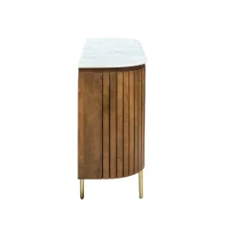 Made in Meubles Buffet en bois de manguier et marbre Sienne