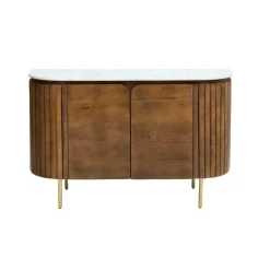 Made in Meubles Buffet en bois de manguier et marbre Sienne