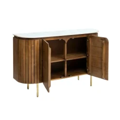 Made in Meubles Buffet en bois de manguier et marbre Sienne