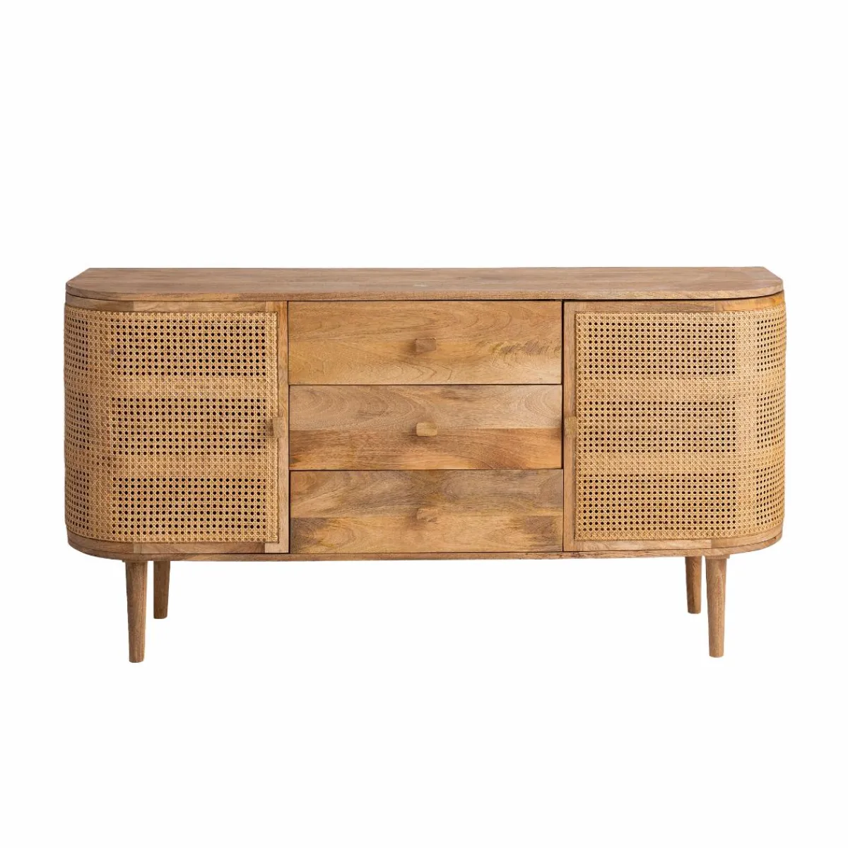 Made in Meubles Buffet en bois de manguier et cannage Palma