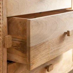 Made in Meubles Buffet en bois de manguier et cannage Palma