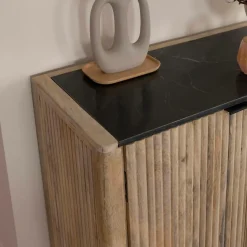Made in Meubles Buffet en bois de manguier et marbre noir Riley