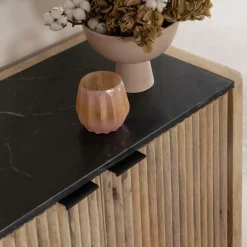 Made in Meubles Buffet en bois de manguier et marbre noir Riley