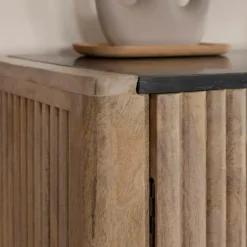 Made in Meubles Buffet en bois de manguier et marbre noir Riley