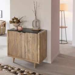 Made in Meubles Buffet en bois de manguier et marbre noir Riley