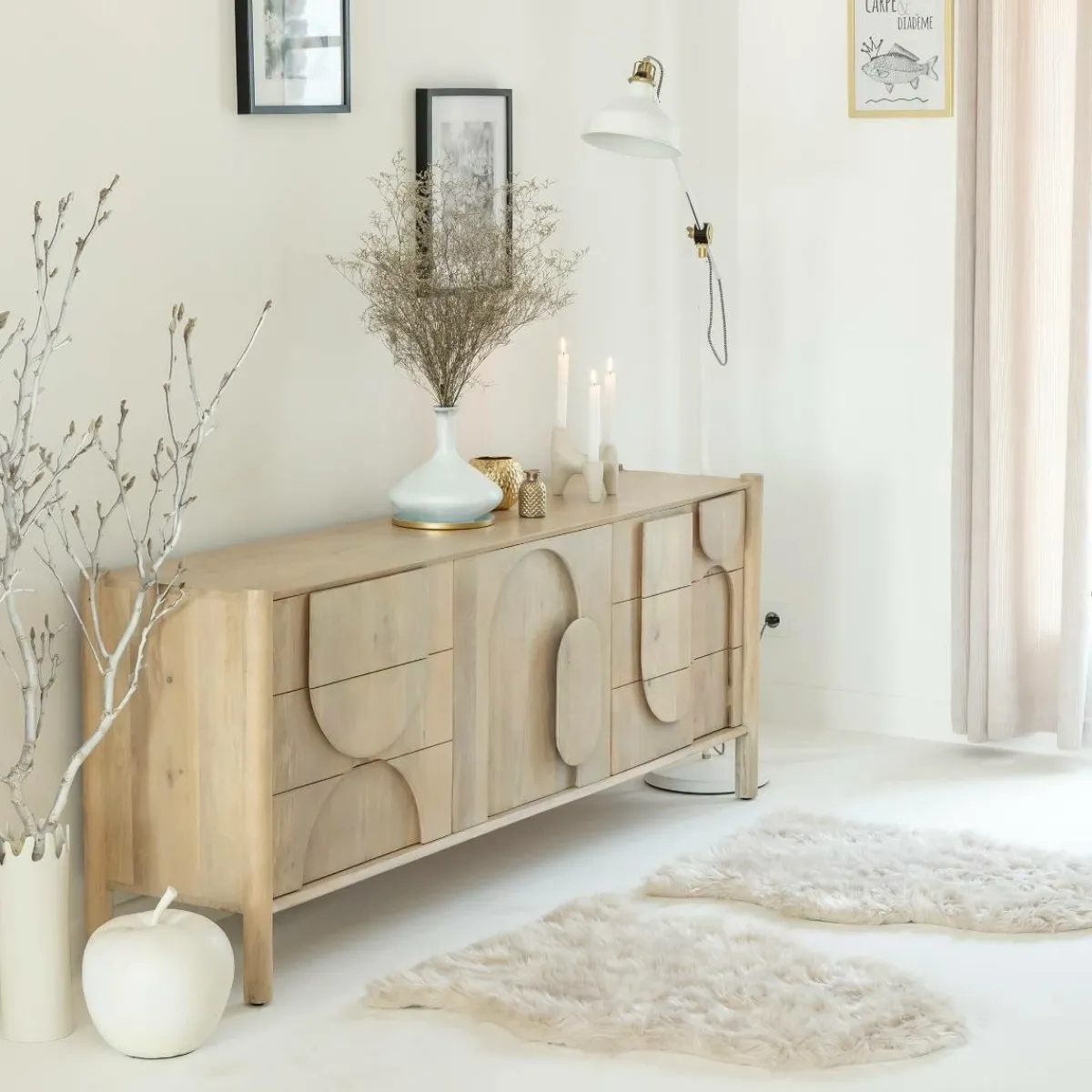 Made in Meubles Buffet en bois de manguier Tysia