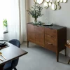 Made in Meubles Buffet en bois de manguier et marbre noir Roch