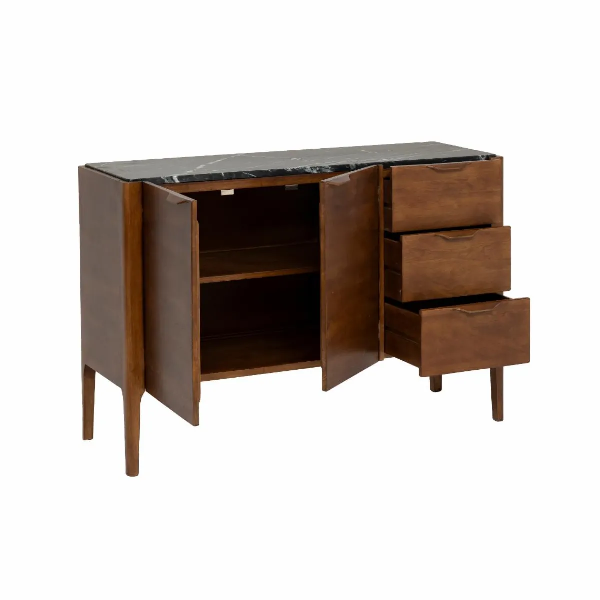 Made in Meubles Buffet en bois de manguier et marbre noir Roch