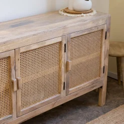 Made in Meubles Buffet en bois de manguier et cannage Julietta