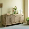Made in Meubles Buffet en bois de manguier et cannage Thora