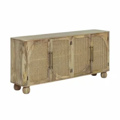 Made in Meubles Buffet en bois de manguier et cannage Thora