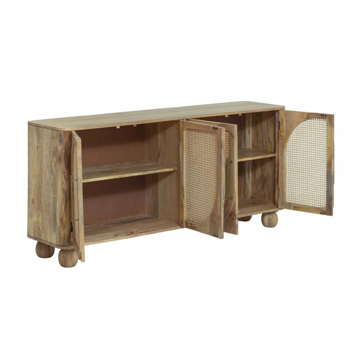 Made in Meubles Buffet en bois de manguier et cannage Thora