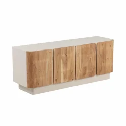 Made in Meubles Buffet en bois de manguier blanchi et portes en acacia Mary